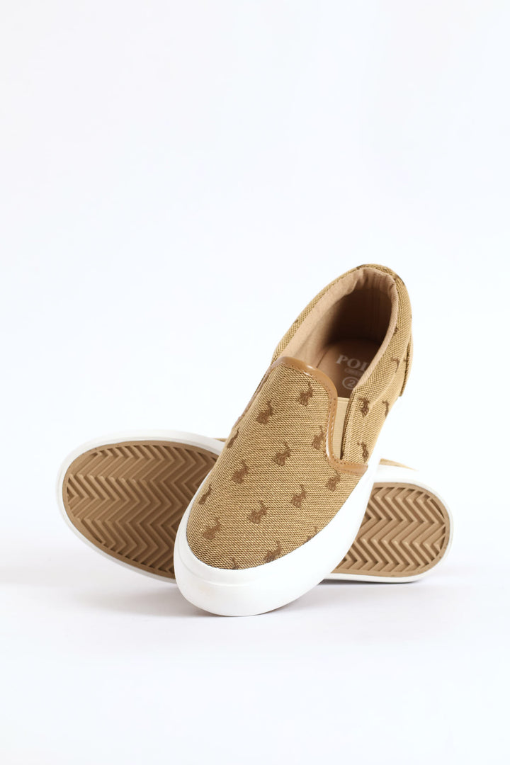 Boys Monogram Slip On Sneaker - Stone