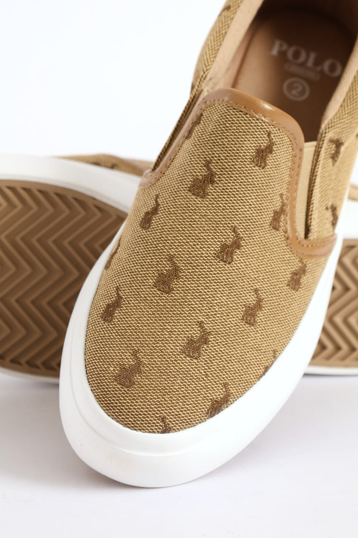 Boys Monogram Slip On Sneaker - Stone