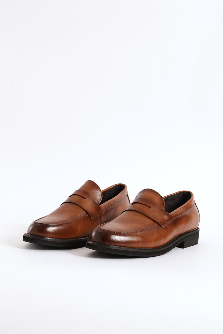 Cutout On Upper Band Slip On Formal Shoe - Tan