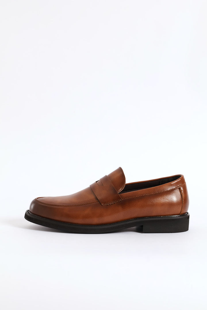 Cutout On Upper Band Slip On Formal Shoe - Tan