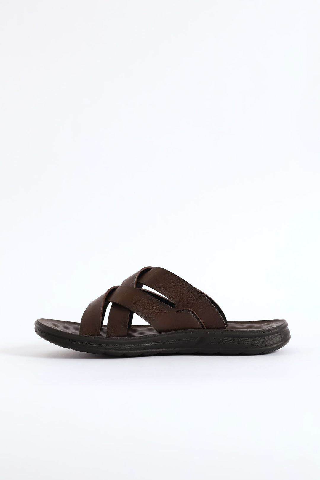 Comfort Cross Over Strap Sandal - Brown