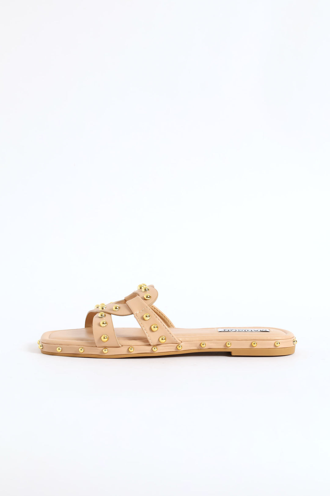 Studded Cross Strap Sandal - Nude