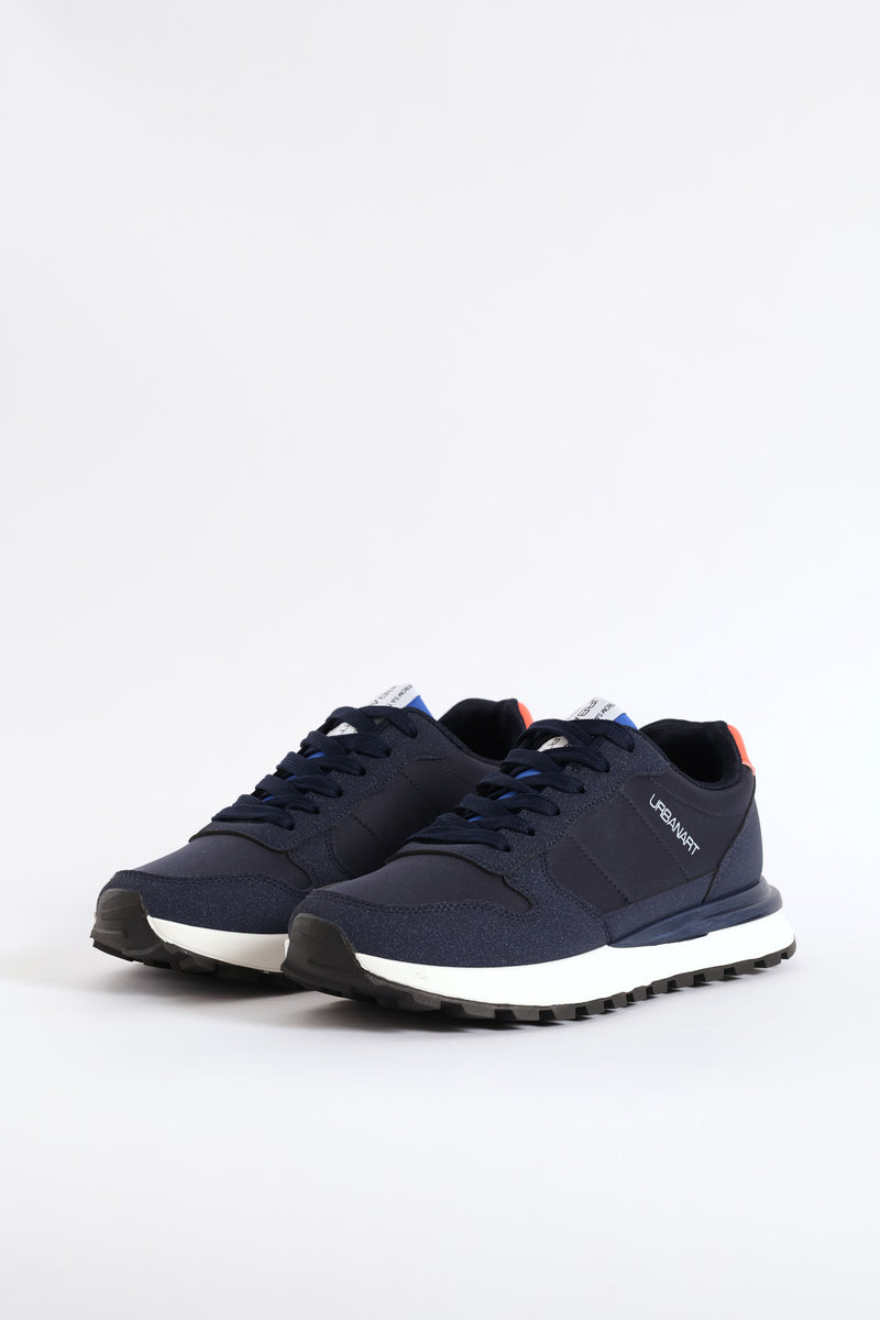 Ray 1 Nylon Suede Retro Trainer - Navy