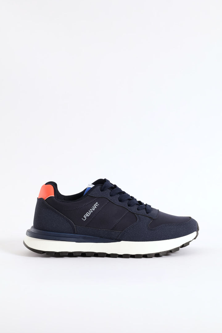Ray 1 Nylon Suede Retro Trainer - Navy