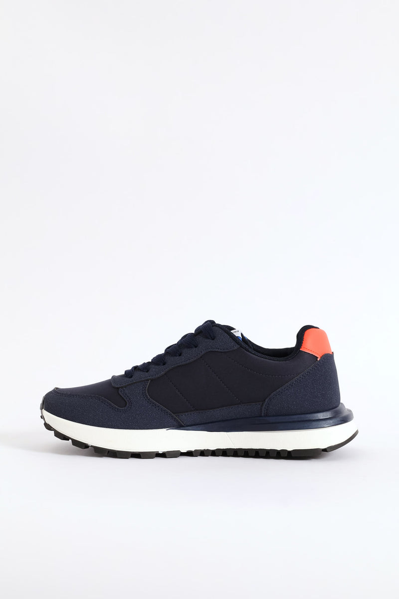 Ray 1 Nylon Suede Retro Trainer - Navy