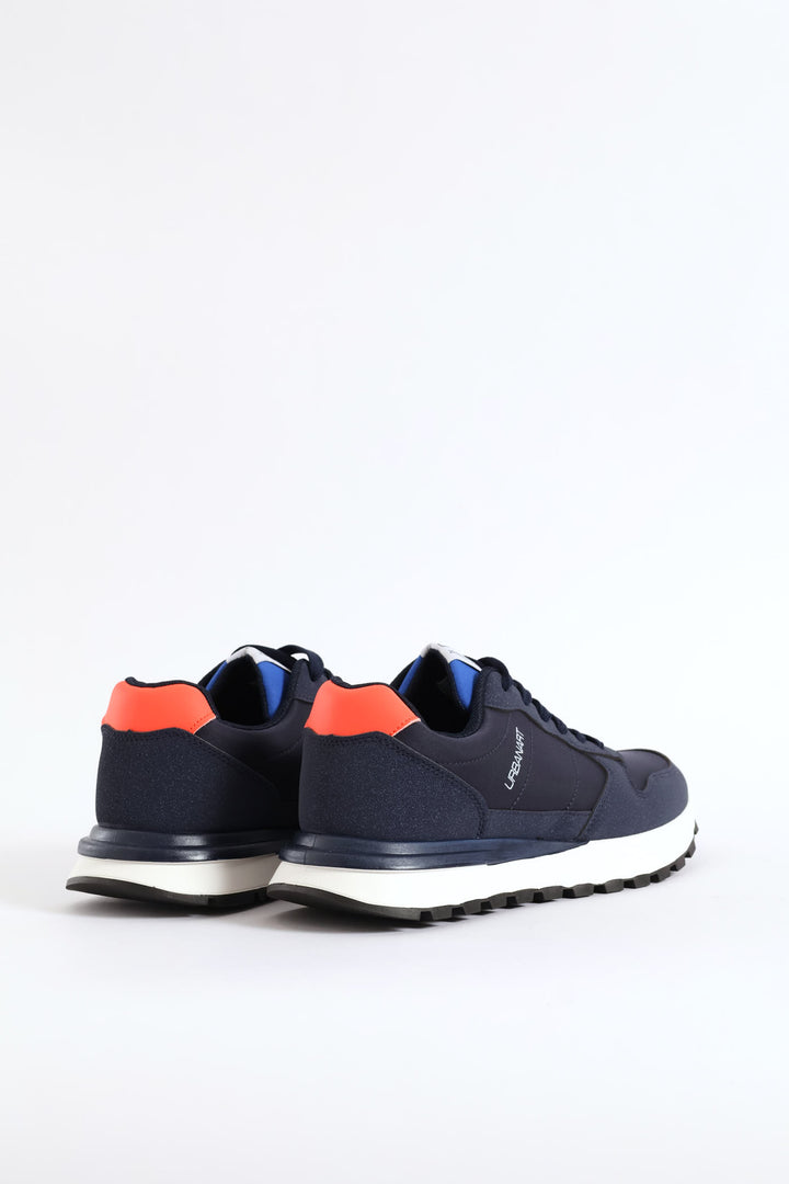 Ray 1 Nylon Suede Retro Trainer - Navy