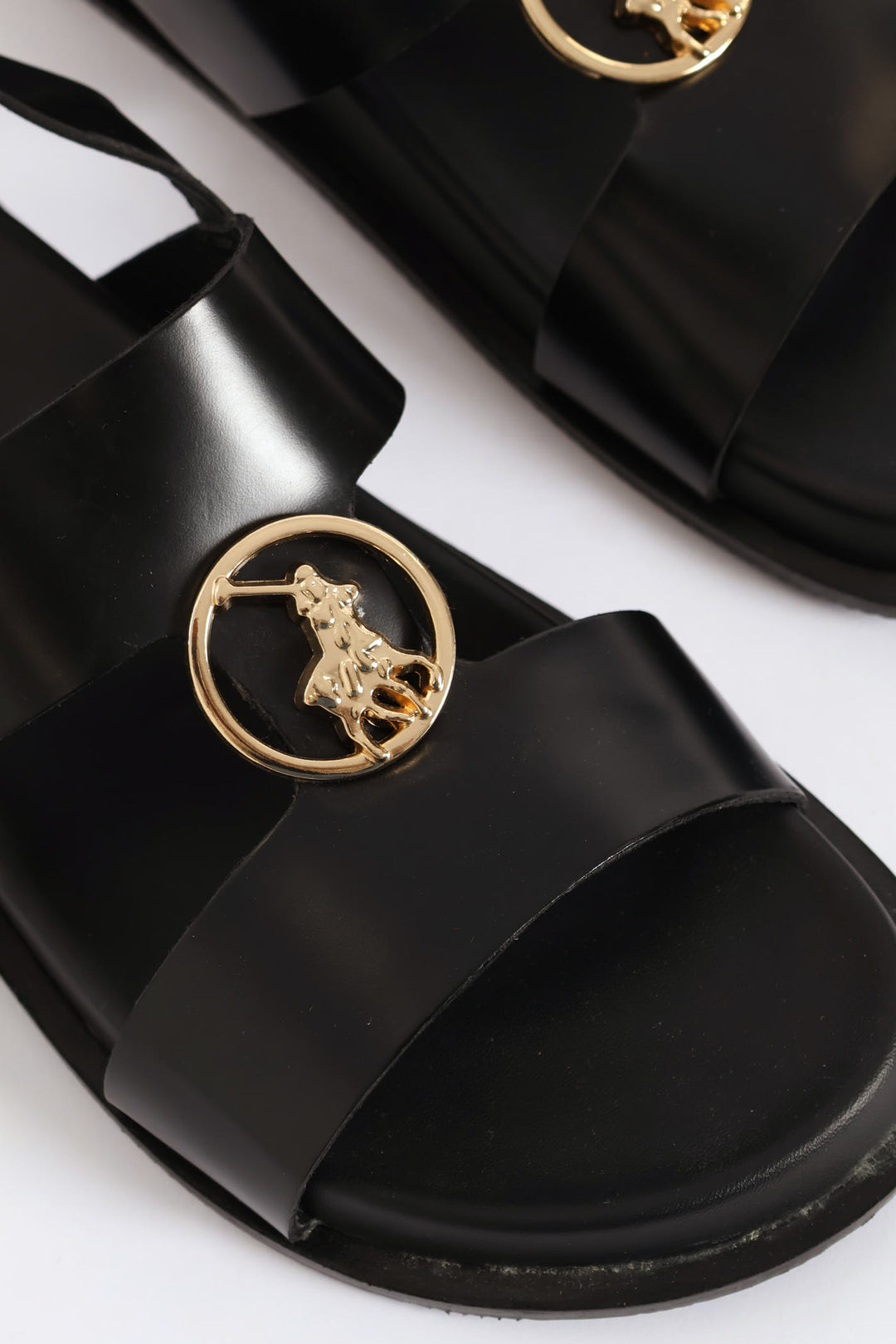 Moulded Trim Leather Sandal - Black