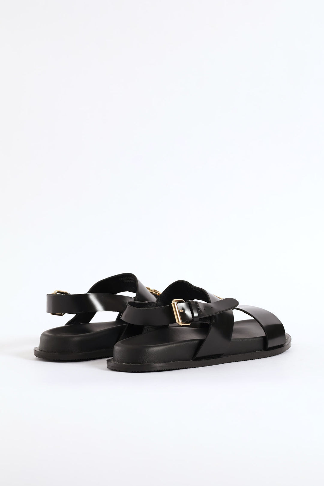 Moulded Trim Leather Sandal - Black