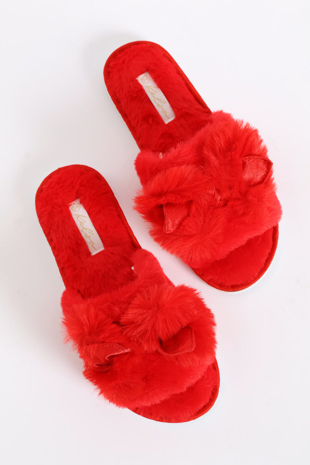 Bow Detail Open Toe Slipper - Red