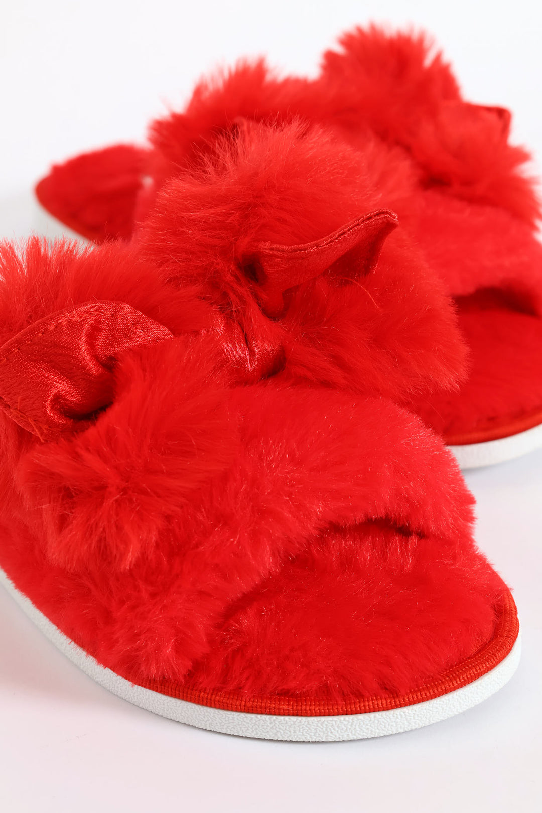 Bow Detail Open Toe Slipper - Red