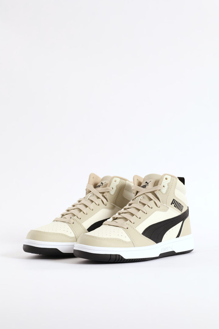 Boys Rebound V6 Mid Jr Sneaker - Black/Beige