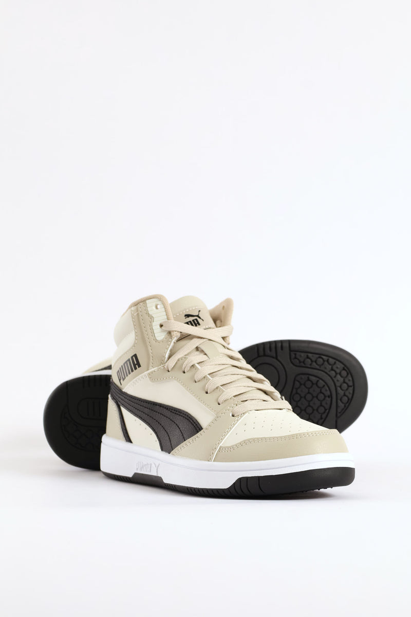 Boys Rebound V6 Mid Jr Sneaker - Black/Beige