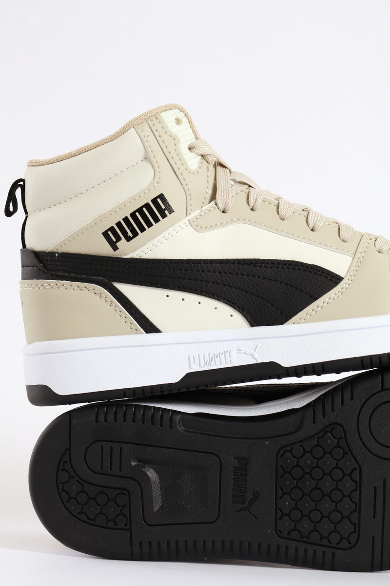 Boys Rebound V6 Mid Jr Sneaker - Black/Beige