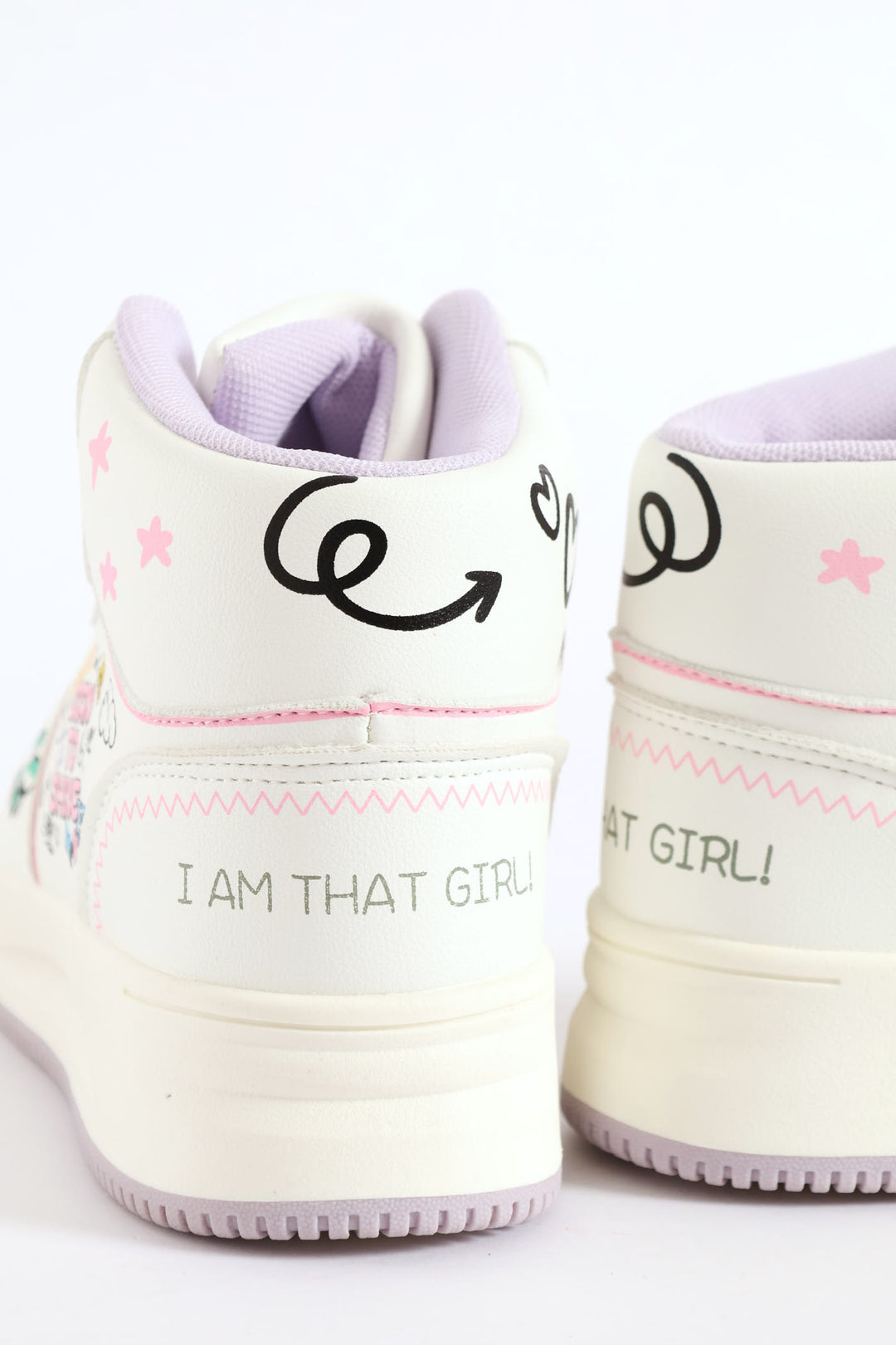 Girls Slogan Hitop Sneaker - White