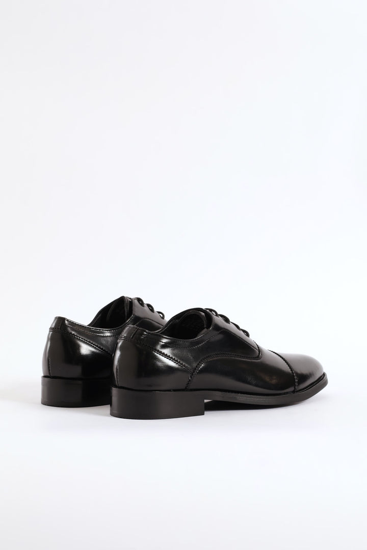 Lace Up Almond Toe Oxford Shoe - Black