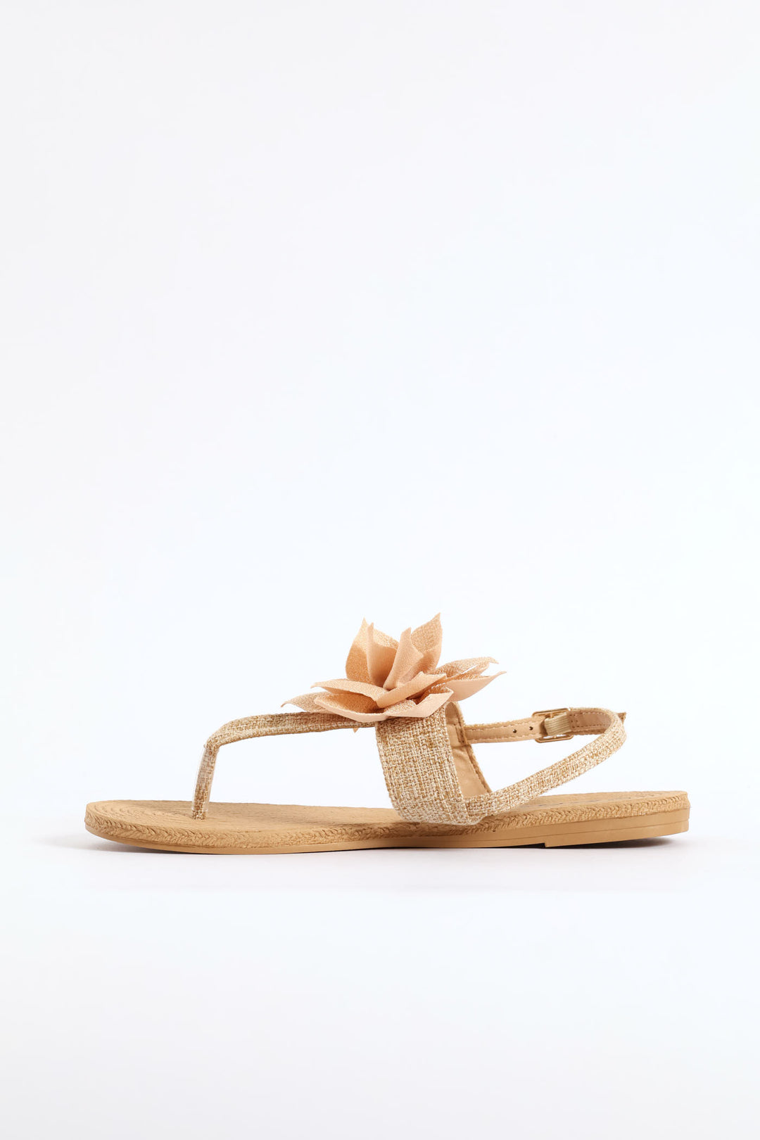 Floral Detail Slingback Thong Sandal - Gold