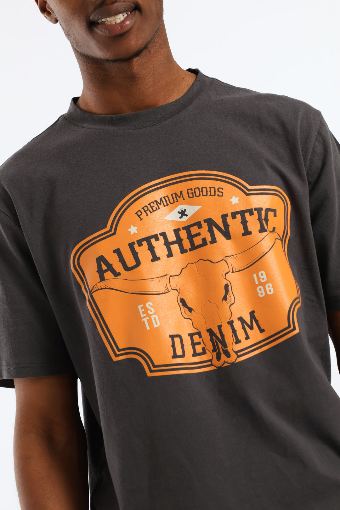 Basic Print Tee - Charcoal