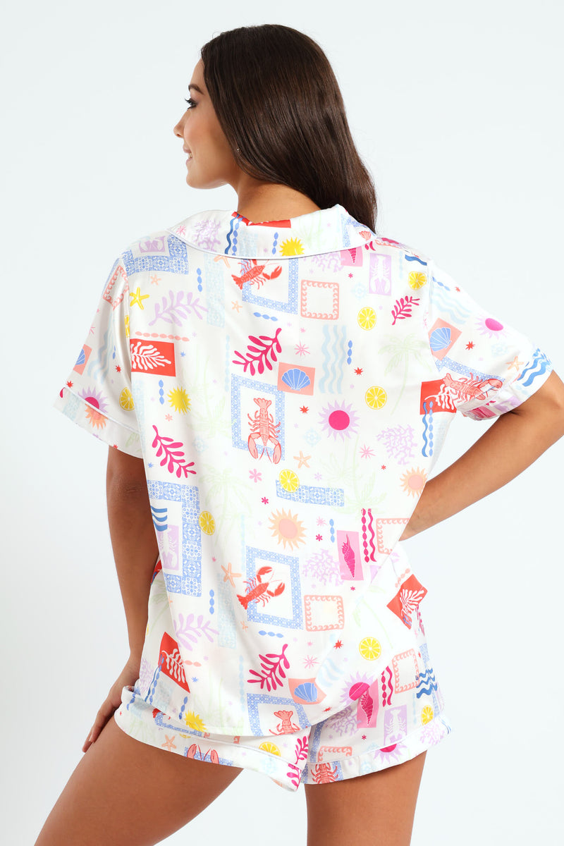 Satin Button Through & Short Set