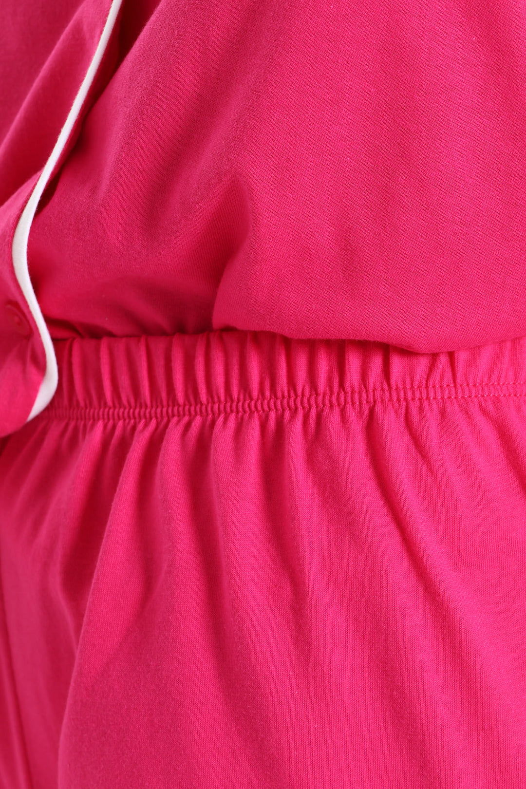 Button Through Knit Short Set - Cerise