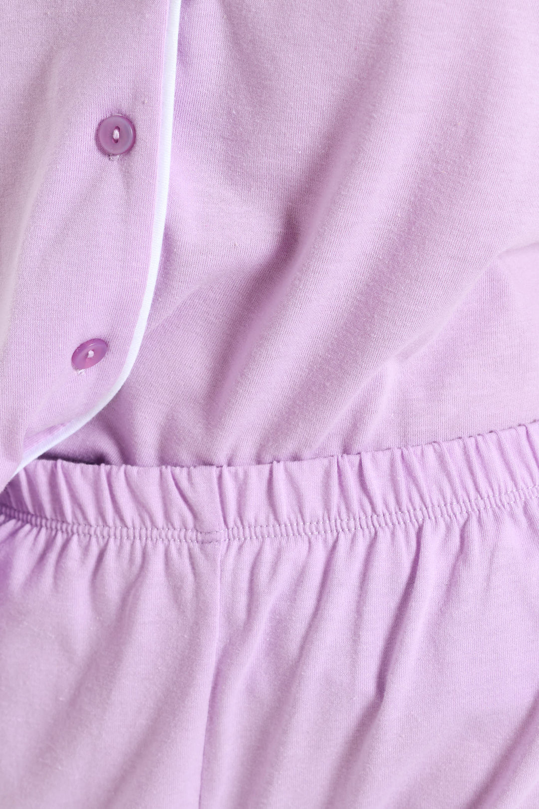 Button Through Knit Short Set - Purple