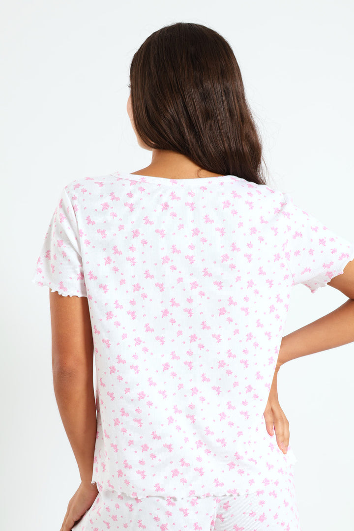 Short Sleeve Rib Tee - Pink