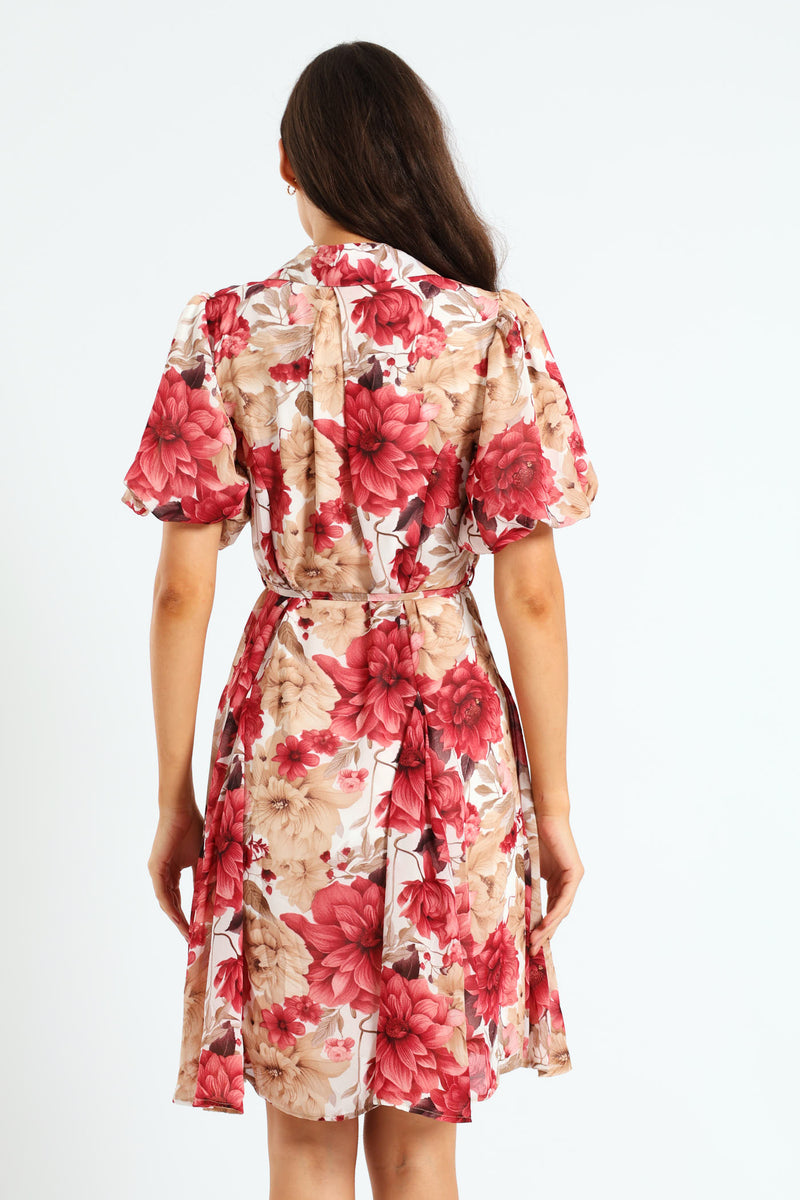 Button Through Godet Tea Dress