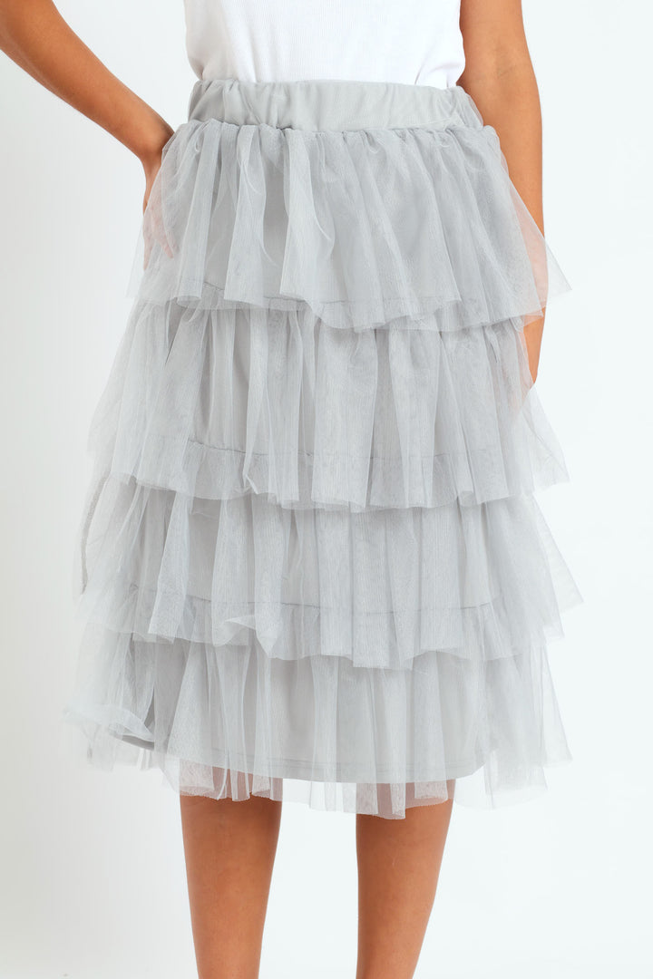 Rara Tiered Midi Skirt - Grey