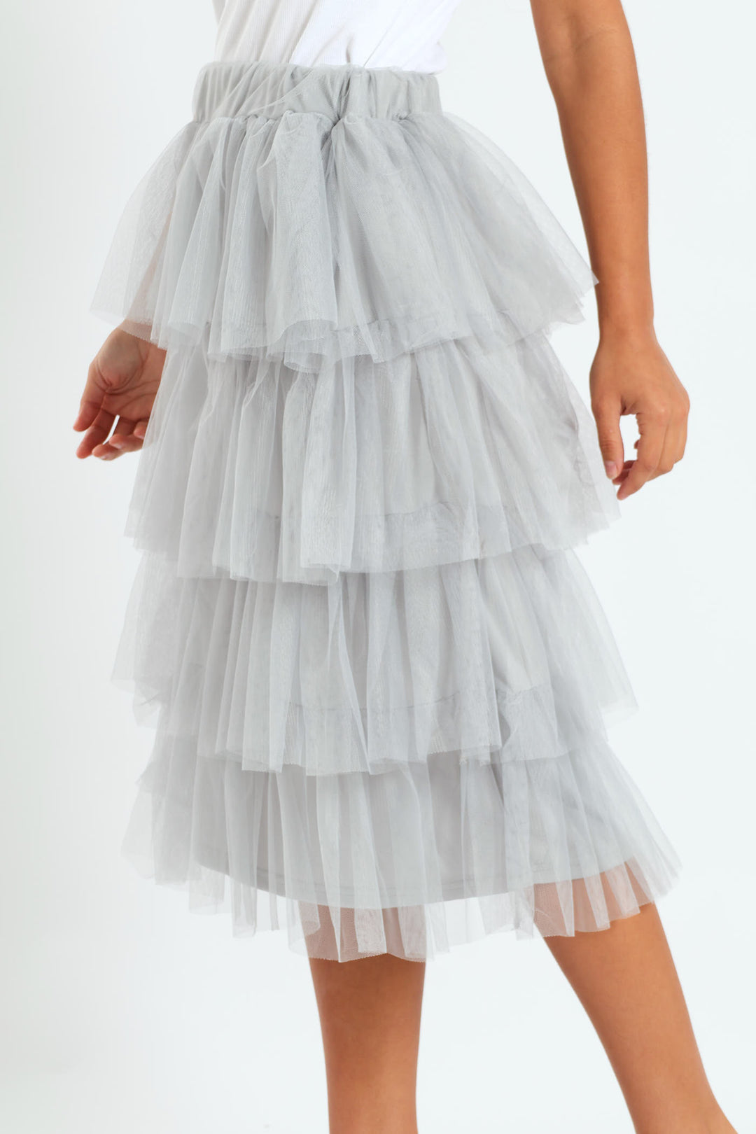 Rara Tiered Midi Skirt - Grey