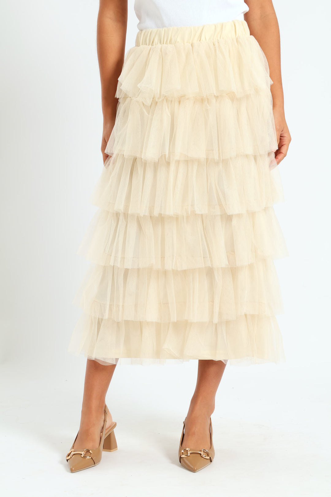 Multi Tiered Rara Maxi Skirt - Cream