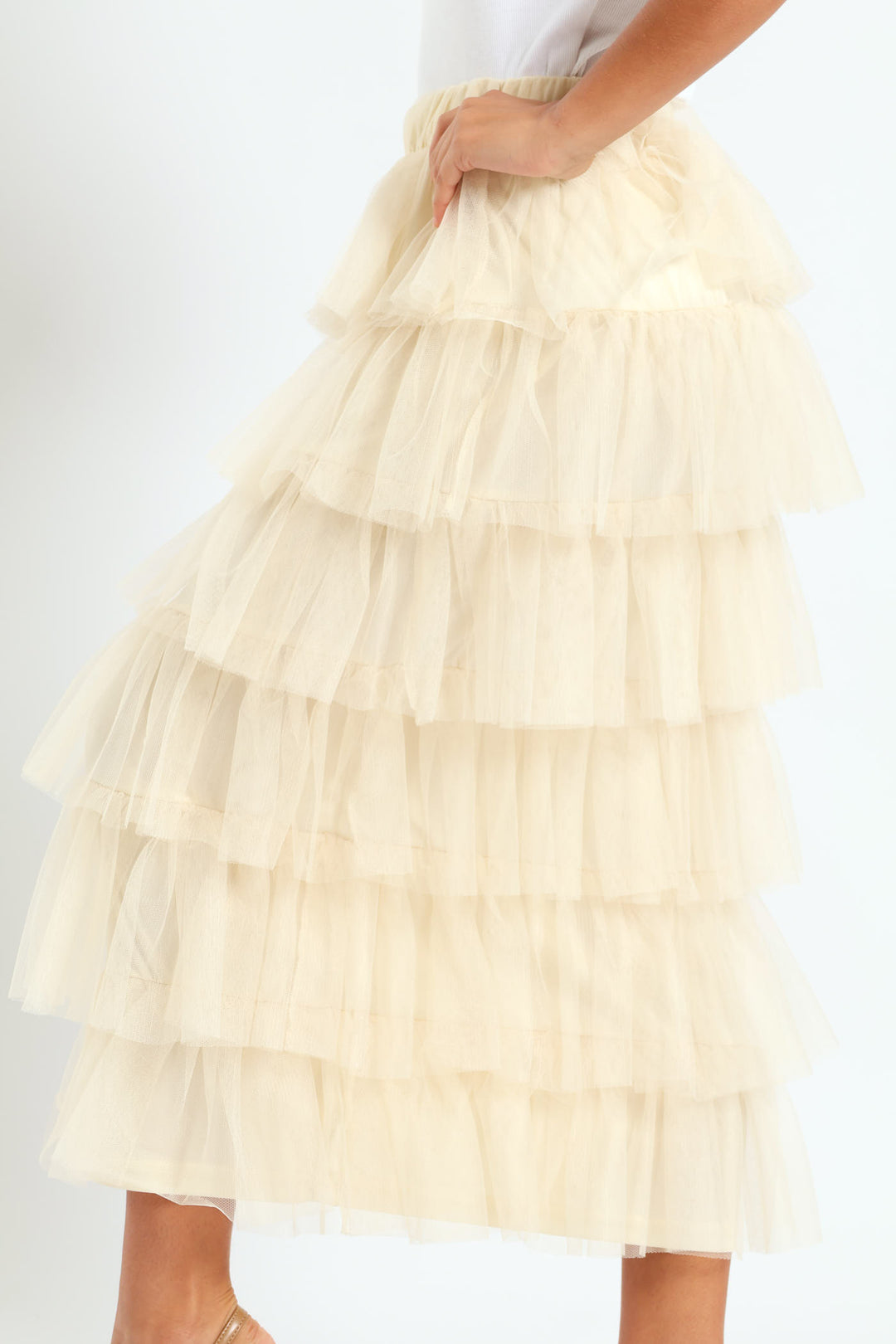 Multi Tiered Rara Maxi Skirt - Cream