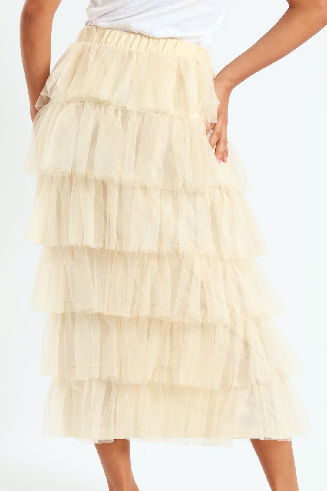 Multi Tiered Rara Maxi Skirt - Cream
