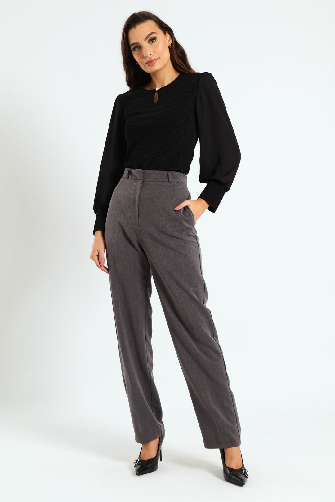 Cigarette Tailored Pants - Grey