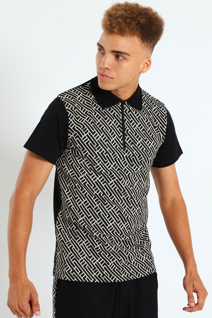 Zip Jacquard Golfer - Black