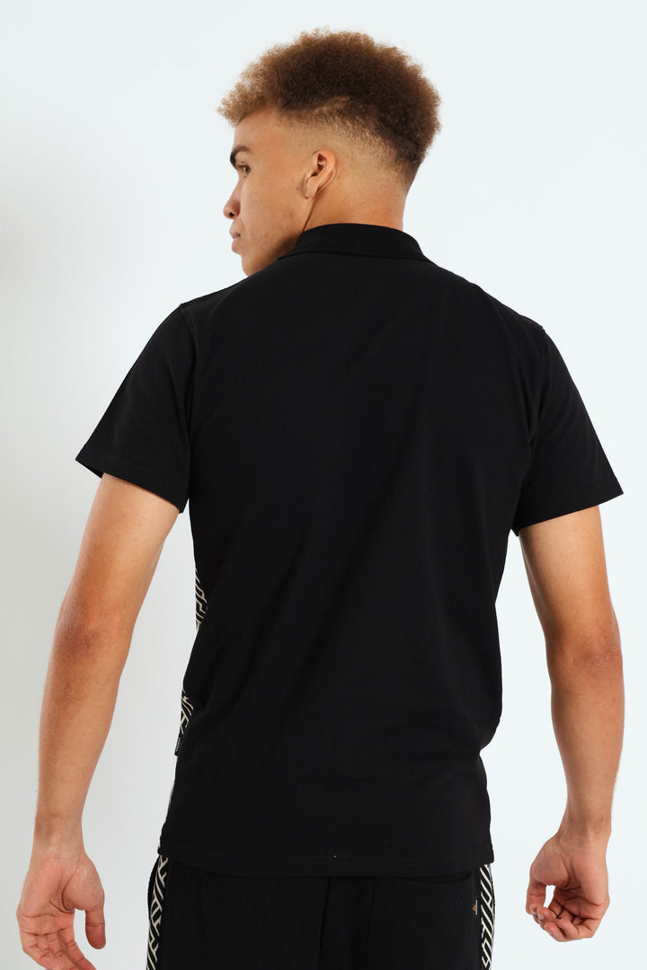 Zip Jacquard Golfer - Black