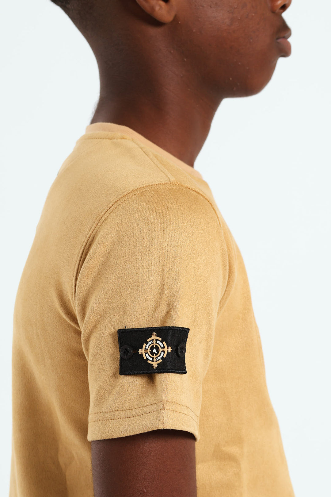 Boys Legit Suede Crew Neck Tee - Khaki