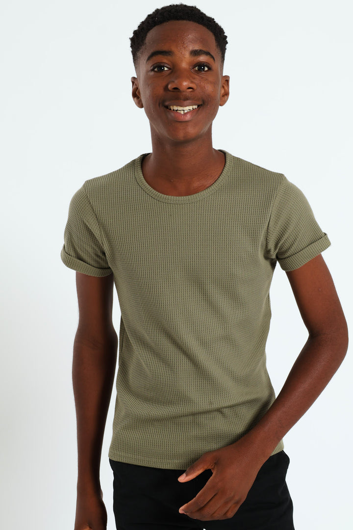 Boys Waffle Tee - Fatigue