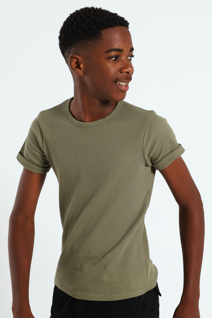 Boys Waffle Tee - Fatigue