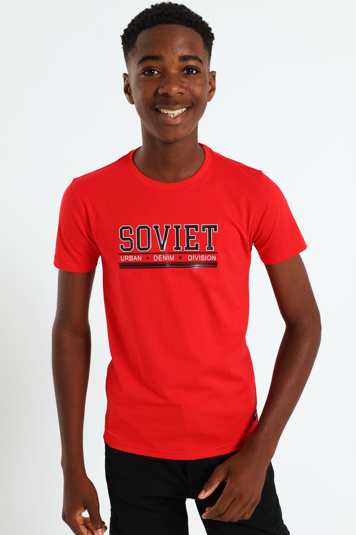 Boys Dashing Crew Neck Fashion Tee - Red