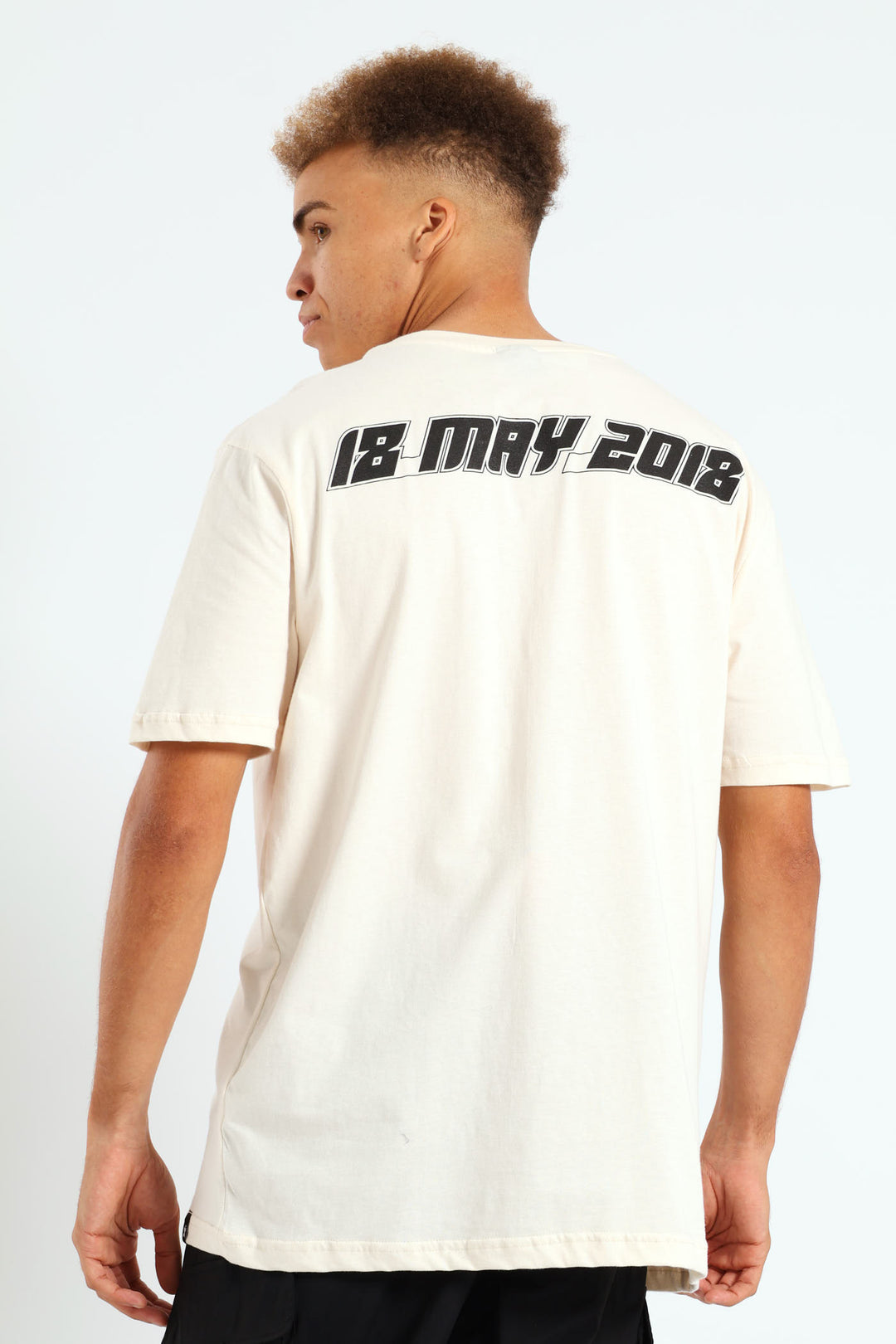 Racer Front & Back Print Tee - Off White