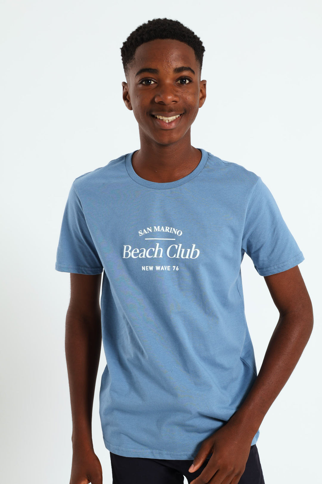 Boys Beach Club Front & Back Print Tee - Blue