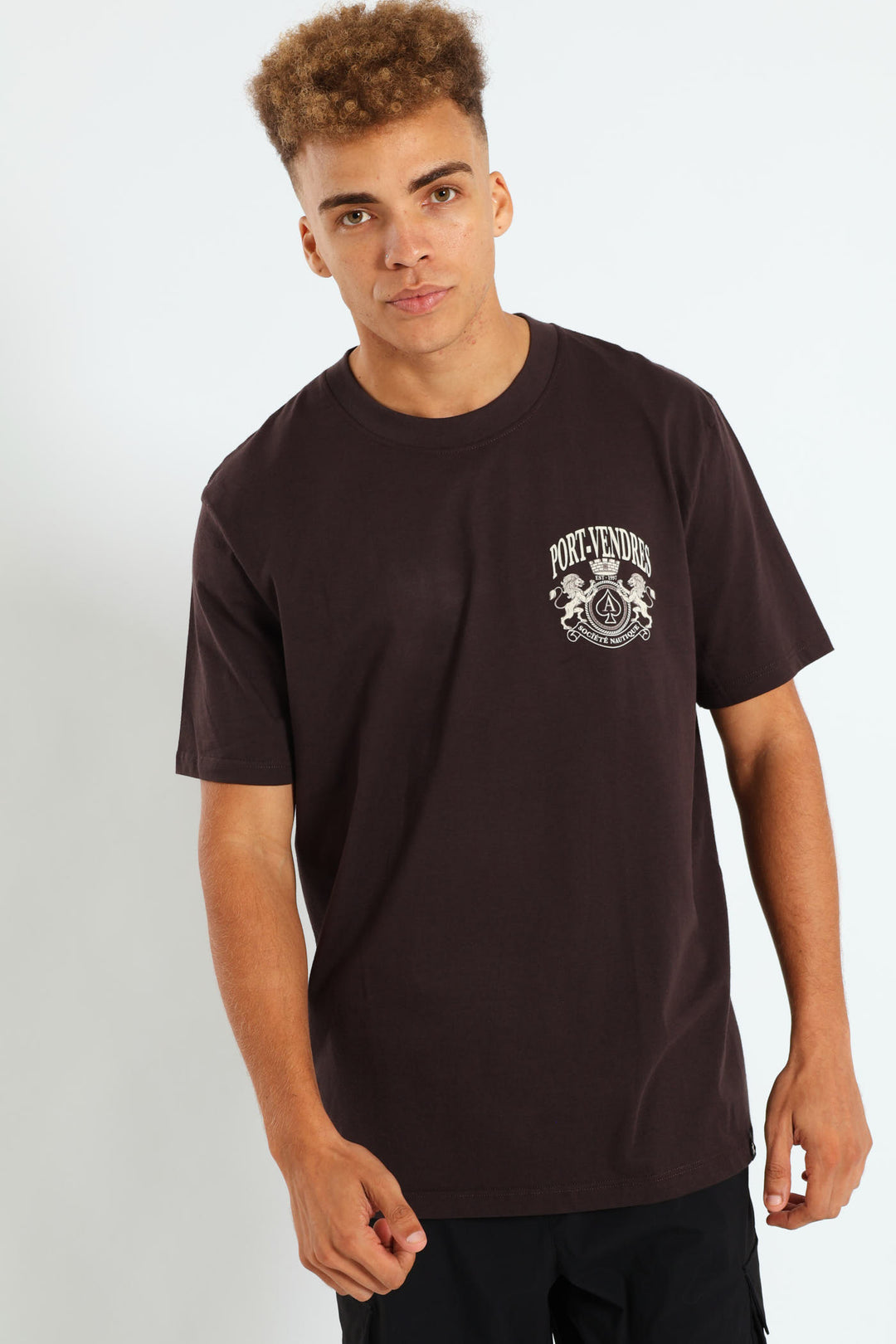 Port Vendres Front & Back Print Tee - Chocolate
