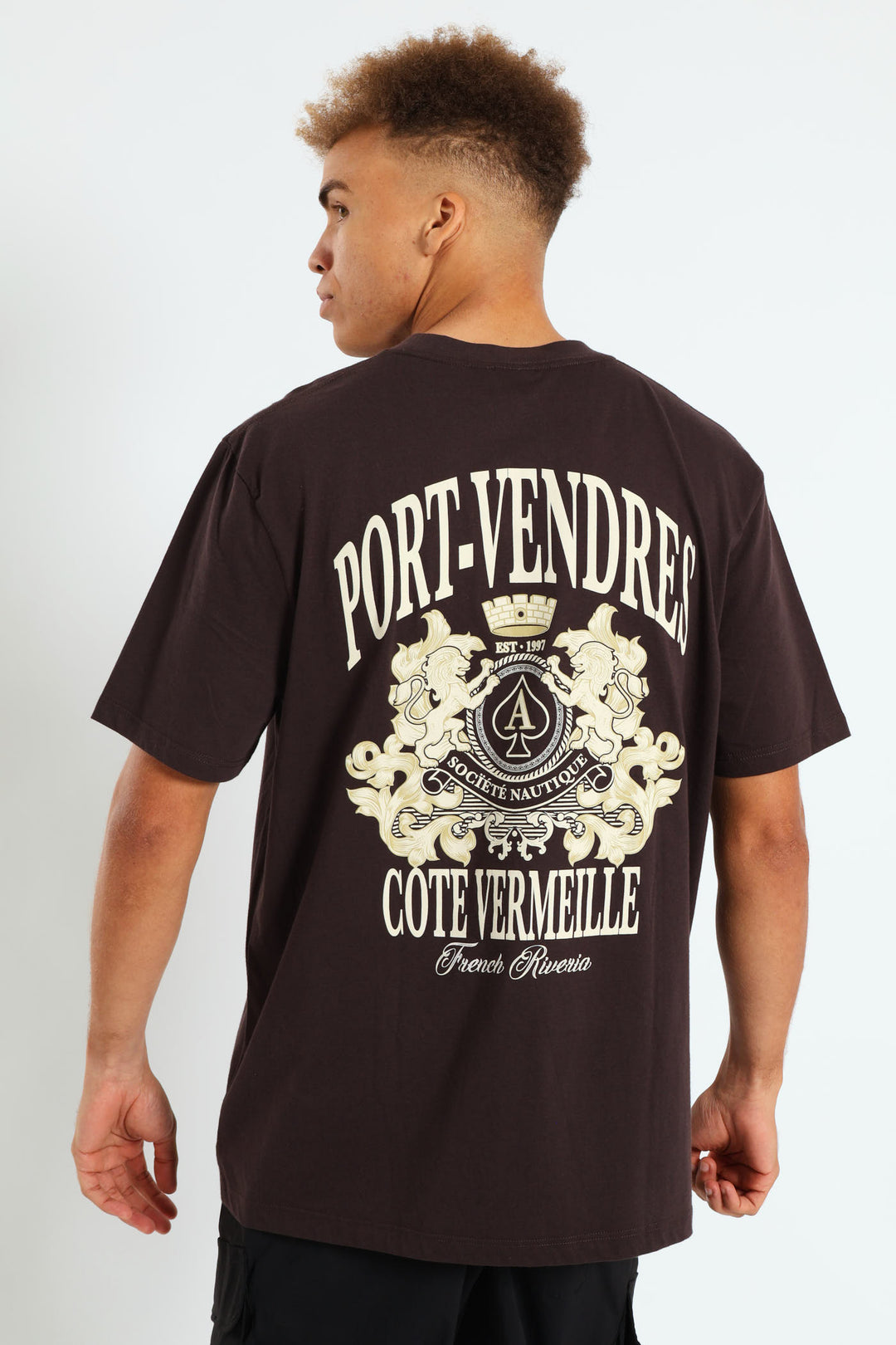 Port Vendres Front & Back Print Tee - Chocolate