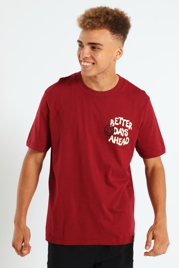 Better Days Front & Back Tee - Dark Red