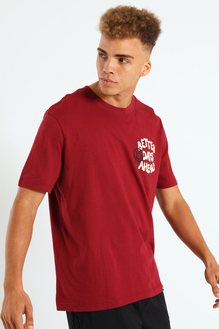 Better Days Front & Back Tee - Dark Red