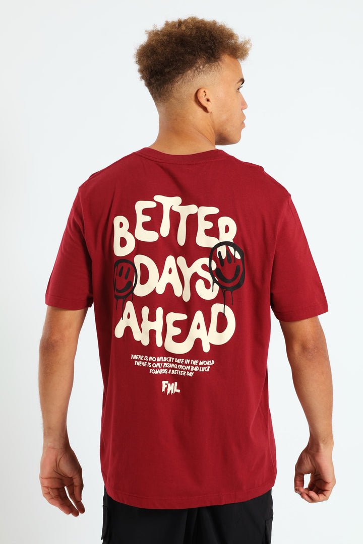 Better Days Front & Back Tee - Dark Red