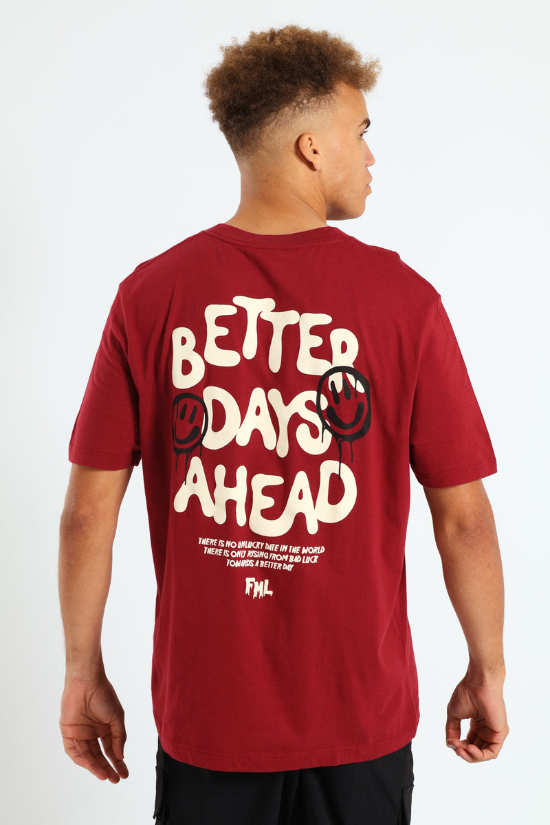 Better Days Front & Back Tee - Dark Red