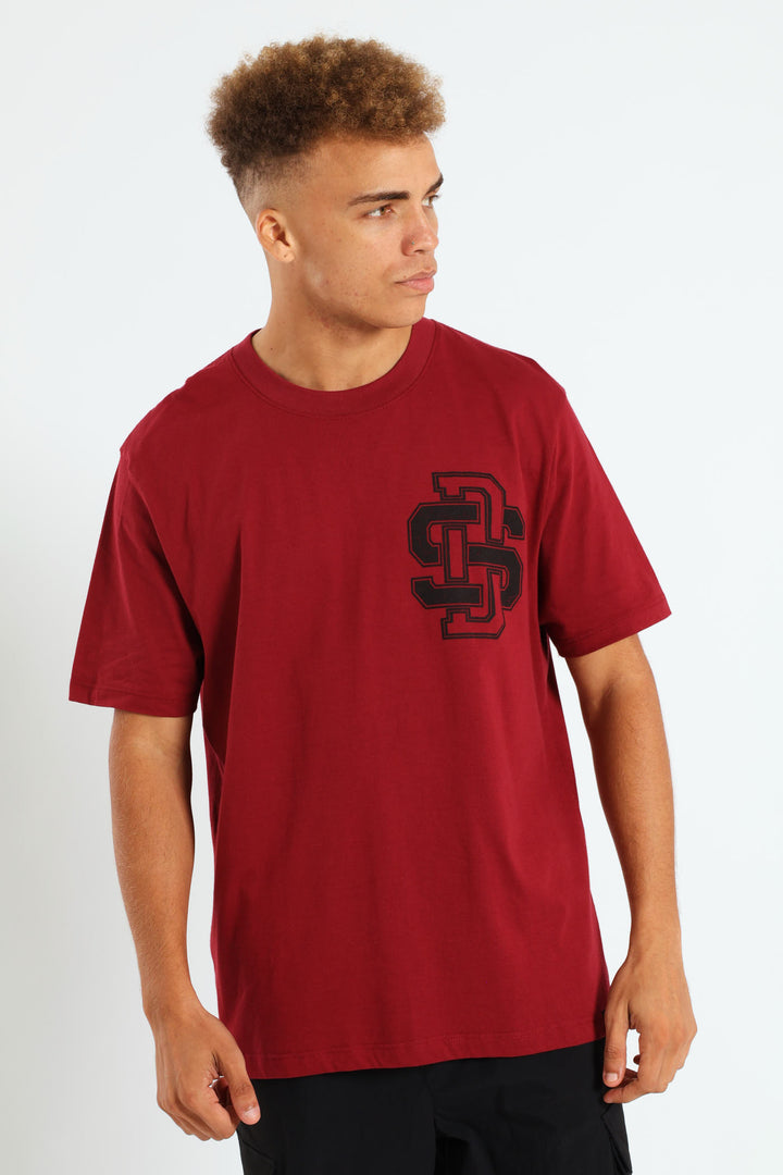 Loyalty Back & Front Print Tee - Dark Red