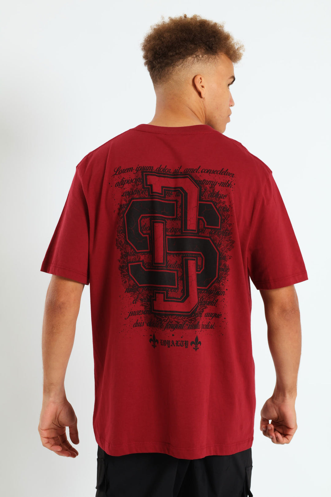 Loyalty Back & Front Print Tee - Dark Red