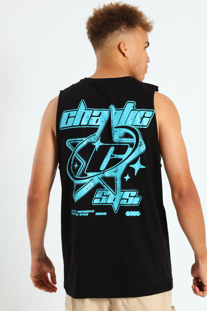 Chaotic Muscle Hugger Tee - Black