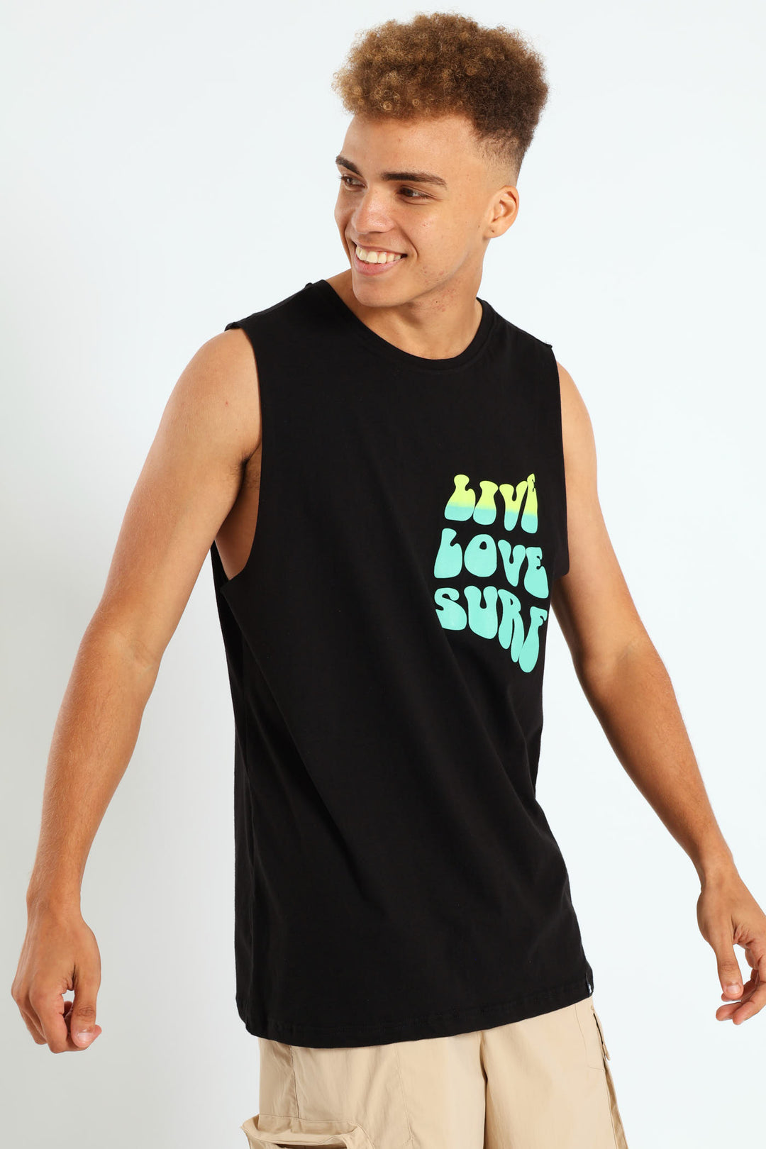 Live Love Surf Muscle Hugger Tee - Black